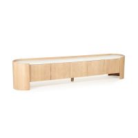 Don tv-meubel 240 cm - naturel hout/marmer