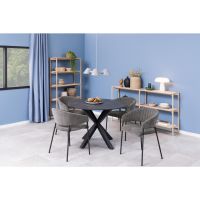 Nøra Eira armstoel | zwart metaal onderstel | stof Danny - donkergrijs