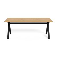 Nøra Iris rechthoekige eettafel 200x100x75 cm | zwart metaal onderstel | eikenfineer melamine - naturel