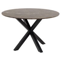 Nøra Donovan ronde eettafel Ø120x75.5 cm | zwart metaal onderstel | keramiek marmer - bruin