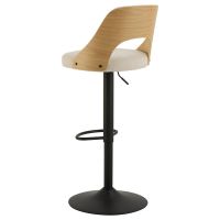 Nøra Jamaal verstelbare barstoel | zwart metaal onderstel | stof Apia - beige/naturel