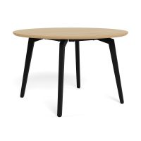Nøra Laurens ronde eettafel Ø120x75 cm | zwart metaal onderstel | eikenfineer melamine - naturel