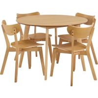 Nøra Alicia ronde eettafel ø105x76 cm + 4 eetkamerstoelen | eikenfineer