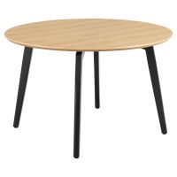 Nøra Laurens ronde eettafel Ø120x75 cm + 4 eetkamerstoelen stof Apia - naturel/beige