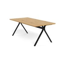 Nøra Iris rechthoekige eettafel 200x100x75 cm | zwart metaal onderstel | eikenfineer melamine - naturel