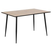 Nøra Gertrude rechthoekige eettafel 120x80x75 cm | ruw melamine - naturel + 4 eetkamerstoelen | stof Nesia - donkergrijs