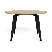 Nøra Laurens ronde eettafel Ø120x75 cm | zwart metaal onderstel | eikenfineer melamine - naturel