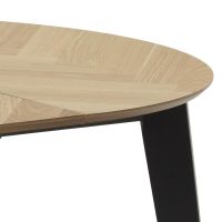 Nøra Amy ronde uitschuiftafel Ø120/198x74.5 cm | zwart rubberhout onderstel | eikenfineer - naturel
