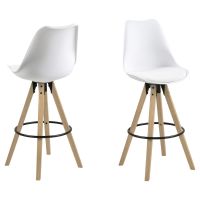 Nøra Adele barstoel | naturel rubberhout onderstel | stof PU