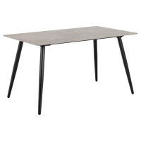 Nøra Kristina rechthoekige eettafel 140x80x75 cm - grijs + 4 eetkamerstoelen | stof Caso - groen