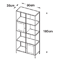 Sigurd metalen boekenkast - 2 deurs - 180 cm - zwart