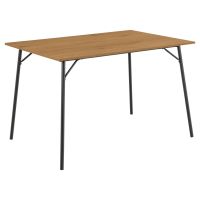 Nøra Justin rechthoekige eettafel 120x80x75 cm | zwart metaal onderstel | ruw melamine - naturel