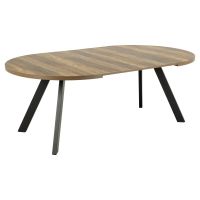 Nøra Keith ronde uitschuiftafel Ø120/210x75 cm | zwart metalen onderstel | ruw melamine - naturel