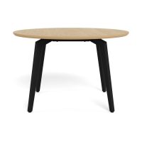 Nøra Laurens ronde eettafel Ø120x75 cm | zwart metaal onderstel | eikenfineer melamine - naturel