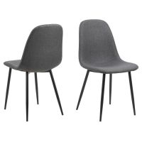 Nøra Gertrude rechthoekige eettafel 120x80x75 cm | ruw melamine - naturel + 4 eetkamerstoelen | stof Nesia - donkergrijs