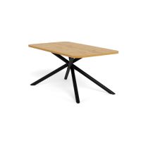 Nøra Jimmie rechthoekig eettafel 160x90x75 cm | zwart metaal onderstel | ruw melamine houtlook - naturel