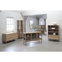 Nordic Home Alrik eiken vitrinekast - 140 cm - naturel