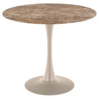 Nøra Michelle ronde eettafel Ø90x75 cm | grijs metaal onderstel | gepolijst keramiek - bruin