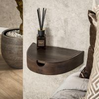 Rovers halfrond zwevend nachtkastje - acaciahout - bruin