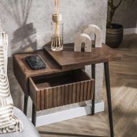 Marino nachtkastje - 1 lade en legplank - acaciahout - rechts