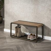 Esposito schoenenrek en bankje - eikenlook en staal