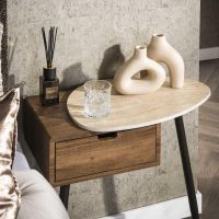 Davide nachtkastje - travertin en eikenlook - rechts