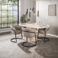 Giordano eettafel - deens ovaal - 180 cm - travertin look