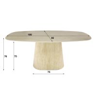Giordano eettafel - deens ovaal - 180 cm - travertin look
