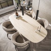 Giordano eettafel - deens ovaal - 180 cm - travertin look