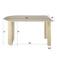 Dexter halfronde bartafel - 140 x 80 cm - travertin look