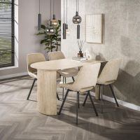 Dexter halfronde bartafel - 140 x 80 cm - travertin look