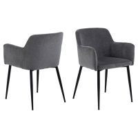 Nøra Lima armstoel | zwart metaal onderstel | stof Danny - donkergrijs