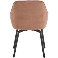 Calm terugdraai armstoel | zwart metaal onderstel | stof Danny - roze/bruin