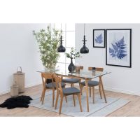 Nøra Aiko eetkamerstoel | naturel oak onderstel | stof Corsica - donkergrijs