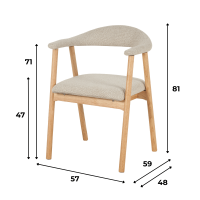 DS4U Quinn eetkamerstoel beige - naturel hout - OUTLET B