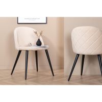 Zako eetkamerstoel - ruitpatroon - velvet - beige