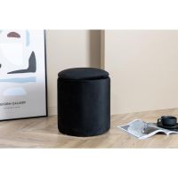 Zara poef - velvet - zwart