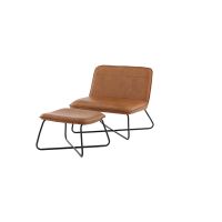Svea Selo fauteuil met voetenbank - lederlook - cognac