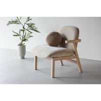 Svea Nakamura fauteuil - rubberhout en stof - beige