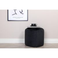 Troy poef - velvet - zwart