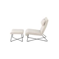 Limo fauteuil met voetenbank - boucle - wit