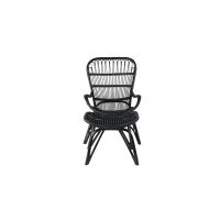 Yaral loungestoel met voetenbank - zwart - rattan