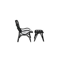 Yaral loungestoel met voetenbank - zwart - rattan