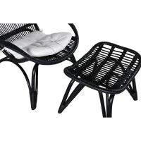 Yaral loungestoel met voetenbank - zwart - rattan