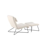 Limo fauteuil met voetenbank - boucle - wit