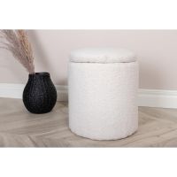 Zara poef - teddy - wit