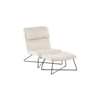 Limo fauteuil met voetenbank - boucle - wit