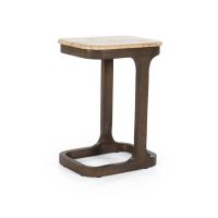 Eleonora Bijzettafel Tyler - Mangohout & travertin - 40x30 cm