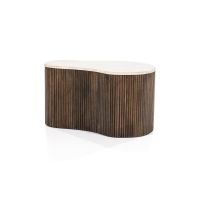 Eleonora Organische salontafel Mari - 70x47x38 cm - Mango hout & travertin