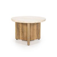 Ronde bijzettafel Sara - Mango hout & travertin - Ø60x40 cm